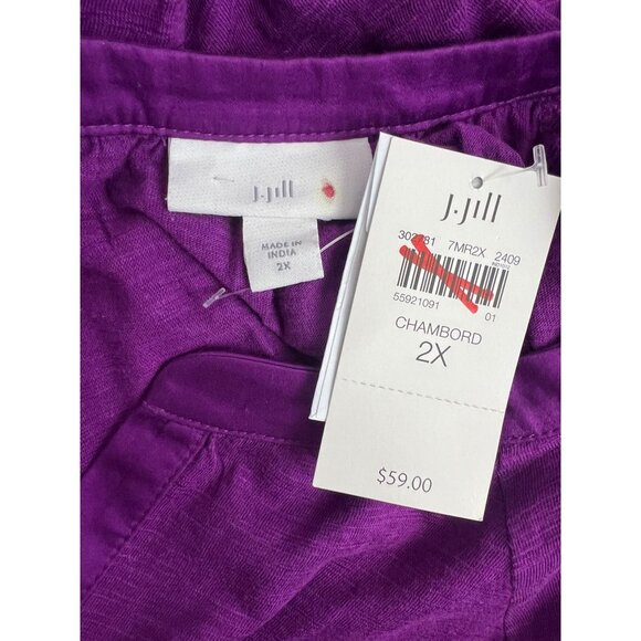J. Jill Purple Knit Tunic Top Women’s 2X  Split Neck Casual Lightweight Blouse - Picture 6 of 8